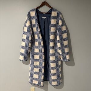 Baltic Born Navy and Cream Checkered Teddy Jacket